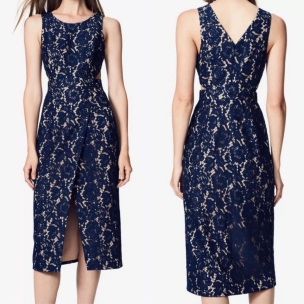 Fame and Partners Floral Lace Midi Dress